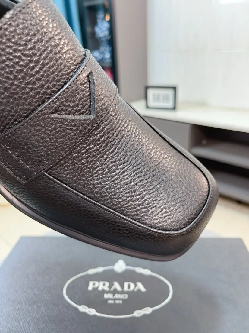 Men's shoes 💰540🌹🌹【PRADA Leather Shoes】Top purchasing agency Original imported Italian custom-made open-edge beaded cowhide leather surface, fully imported water-dyed breathable cowhide lining, original factory special molded sole super comfortable, size: 38-44